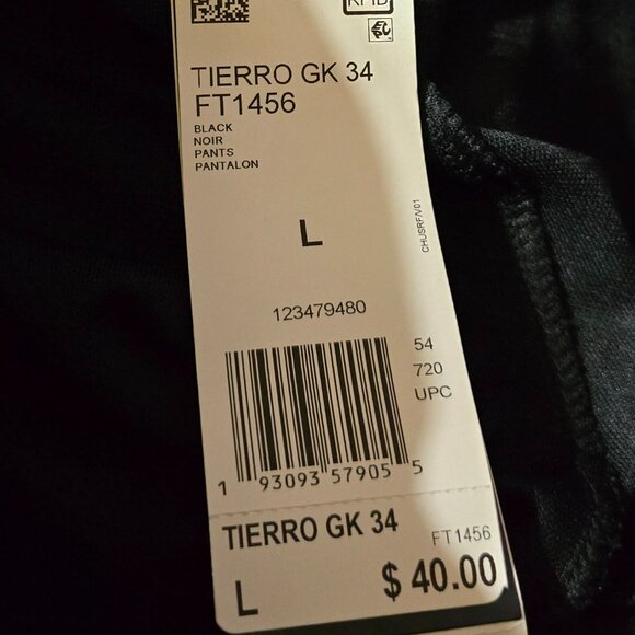 NWT ADIDAS TIERRO 3/4 (LARGE) Goal Keeper Padded Pants Black White - Picture 5 of 6